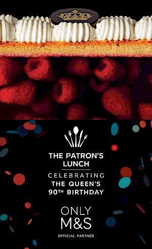 Advert for Patron's lunch. Photograph of trifle