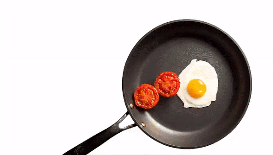 Gif of a frying pan of a full English breakfast
