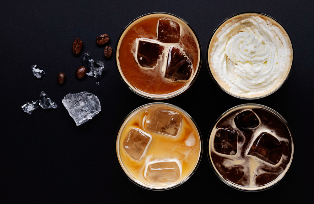 Photograph of glasses of iced coffees from Marks and Spencer