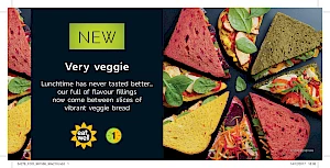 Very Veggie advert, photograph of flavoured bread open sandwiches