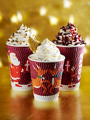 Costa Festive Chocolate Drink Christmas Range in Takeaway Cups with Christmas Lights