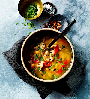 Photograph of Winter warming Turkey Soup shot for BBC Good Food