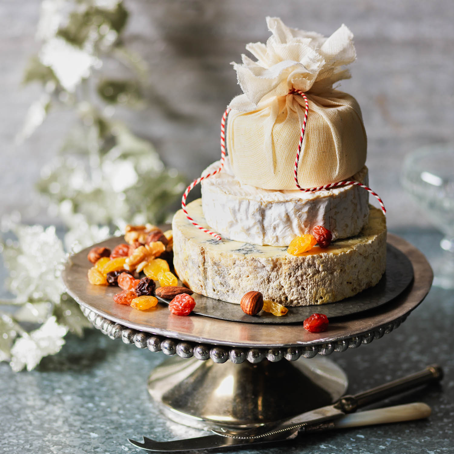 Christmas Three Tier Cheese Stand with Dried Fruit