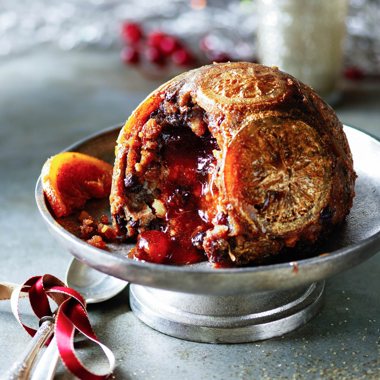 Christmas Pudding with Gold Orange Slices