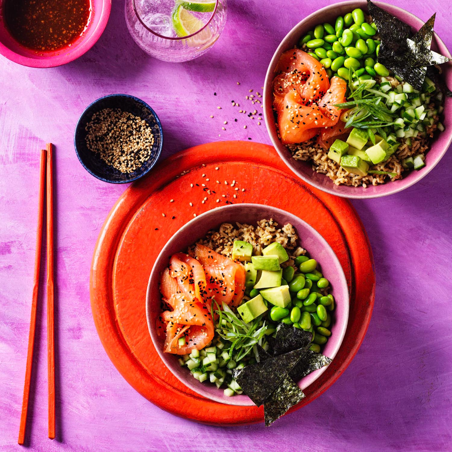 Salmon avocado sushi bowl
